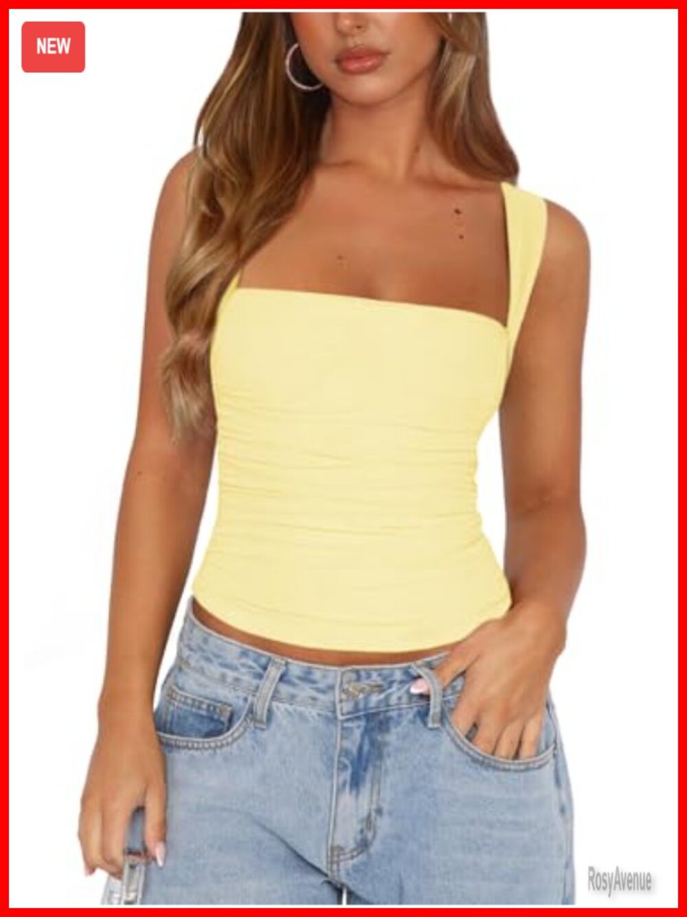 Mesh Square Neck Ruched Tank Top Sleeveless Summer Going Out Top